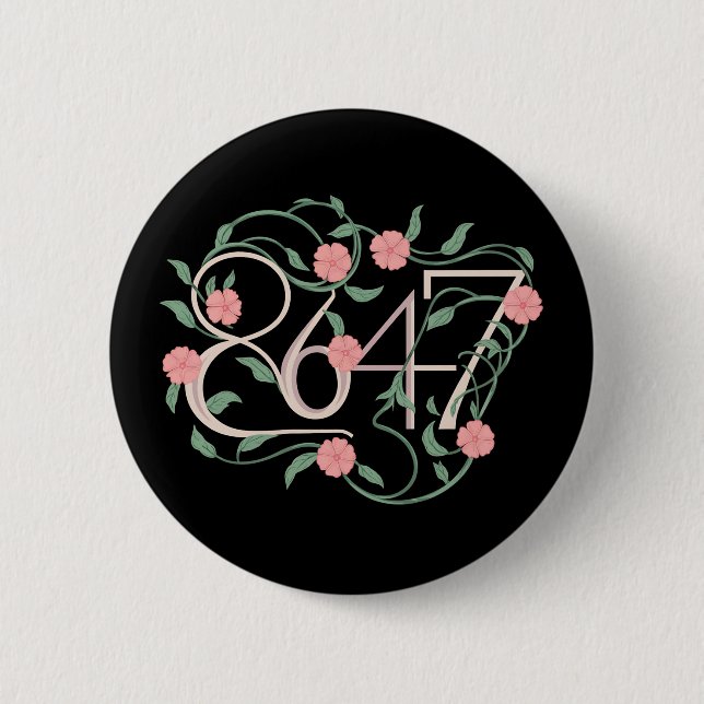 Floral Subtle Anti Trump 8647 86 47 Boho Button (Vorderseite)