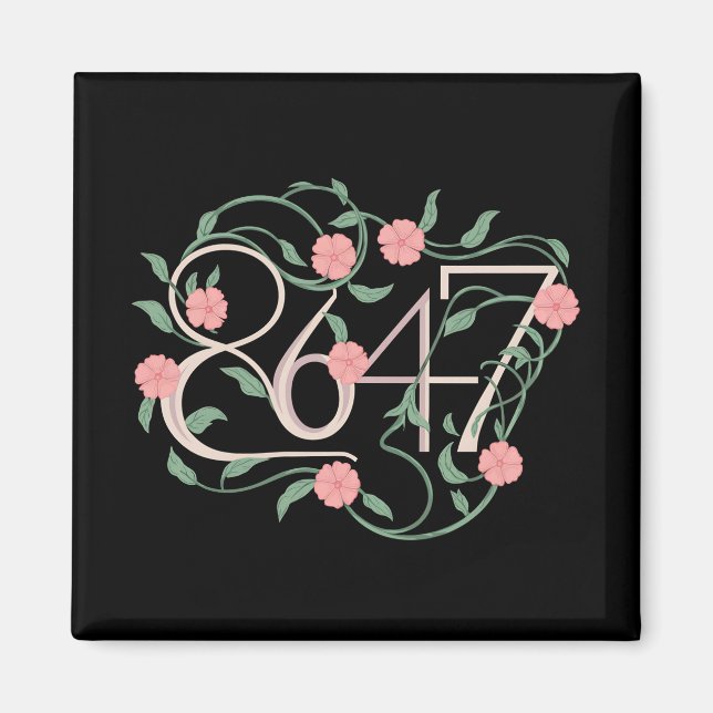 Floral Subtle Anti Trump 8647 86 47 Boho Magnet (Vorne)