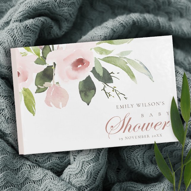 FLORAL SUBTLE SOFT BLUSH PINK ROSE BABY DUSCHE GÄSTEBUCH (Von Creator hochgeladen)