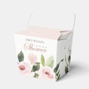 FLORAL SUBTLE SOFT BLUSH PINK ROSE BABY DUSCHE GESCHENKSCHACHTEL