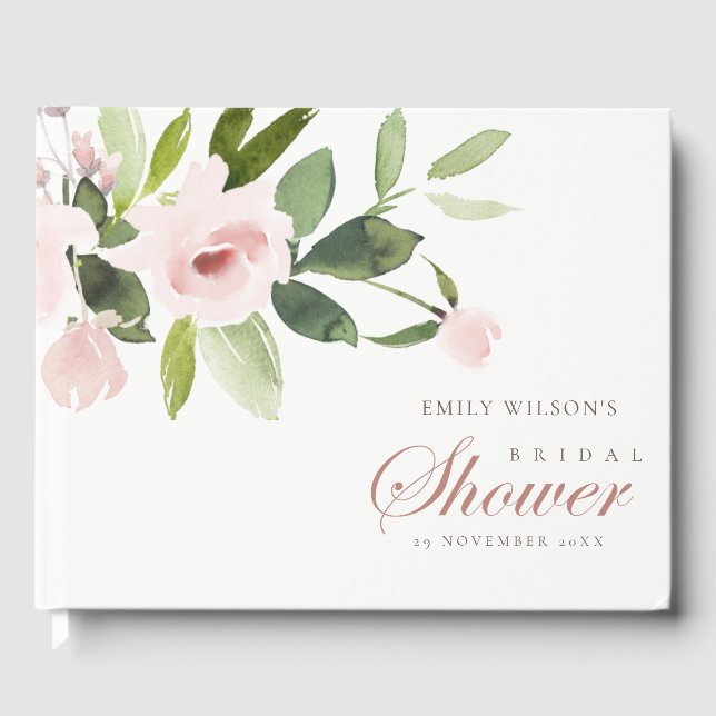 FLORAL SUBTLE SOFT BLUSH PINK ROSE BRAUTPARTY GÄSTEBUCH (Vorderseite)