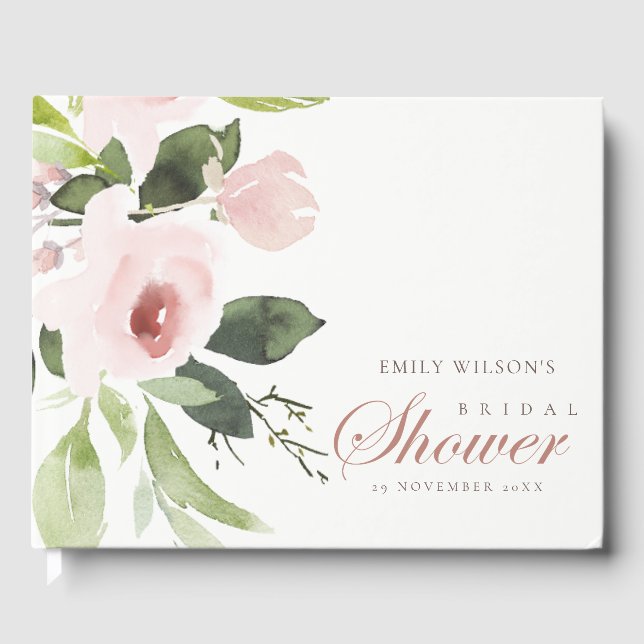 FLORAL SUBTLE SOFT BLUSH PINK ROSE BRAUTPARTY GÄSTEBUCH (Vorderseite)