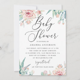 Floral Succulent Baby Shower | Elegant Boho Cactus Einladung