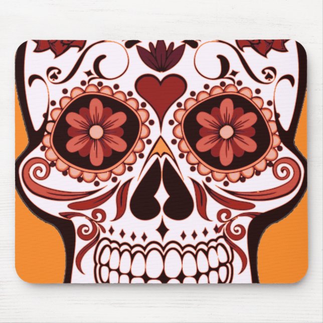 Floral Sugar Skull Day of the Dead Art Mousepad (Vorne)
