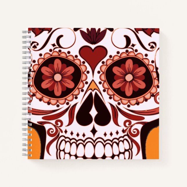 Floral Sugar Skull Day of the Dead Art Notizbuch (Vorderseite)