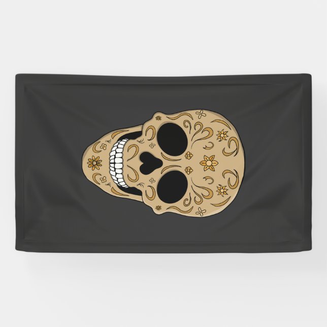 Floral Sugar Skull Dia de los Muertos Banner (Horizontal)