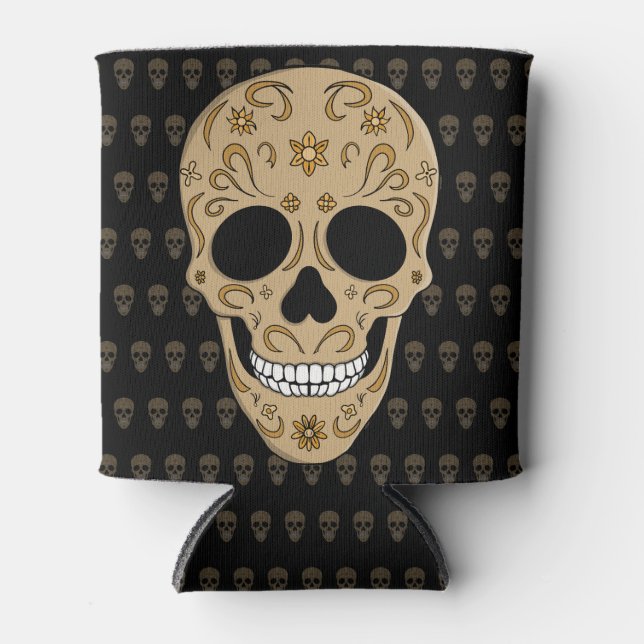 Floral Sugar Skull Dia de los Muertos Dosenkühler (Vorderseite)