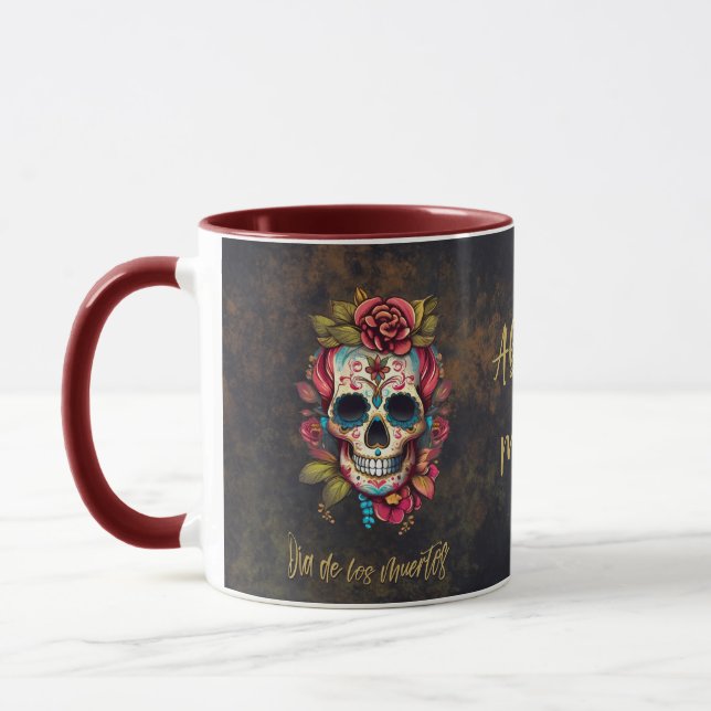 Floral Sugar Skull Dia de los Muertos Gedächtnis Tasse (Links)