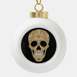 Floral Sugar Skull Dia de los Muertos Keramik Kugel-Ornament