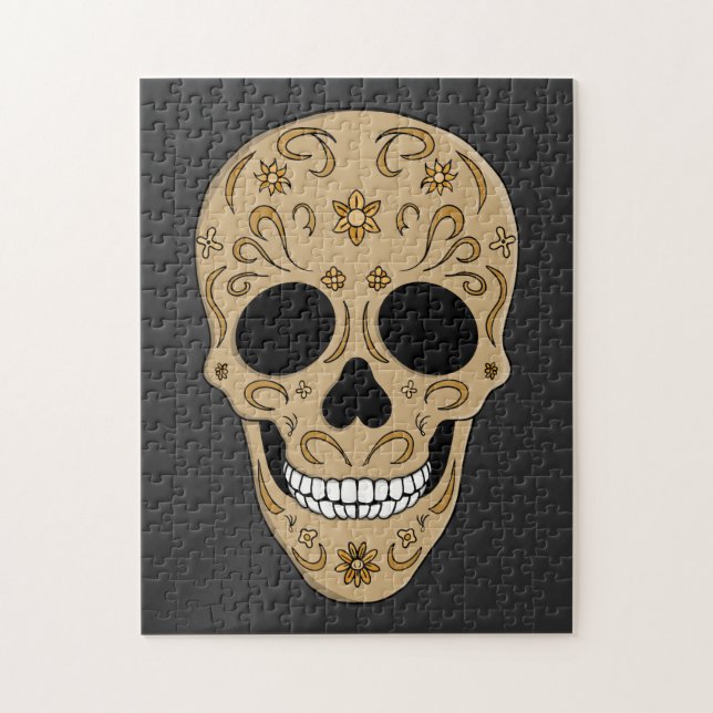 Floral Sugar Skull Dia de los Muertos Puzzle (Vertikal)