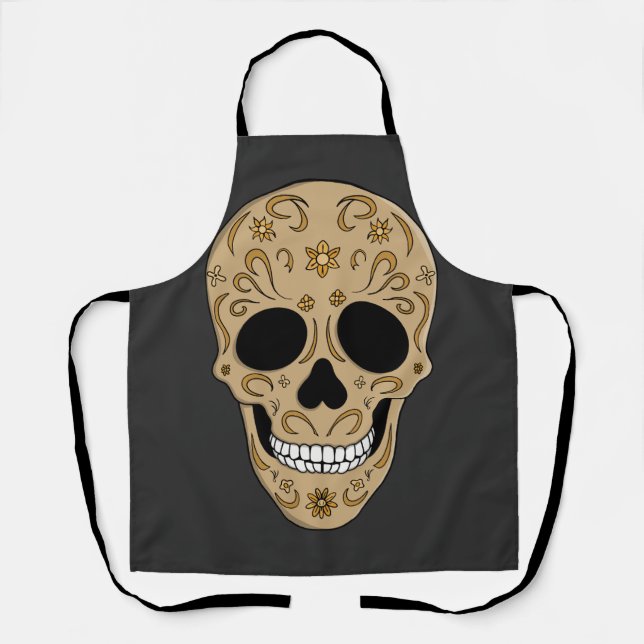 Floral Sugar Skull Dia de los Muertos Schürze (Vorderseite)
