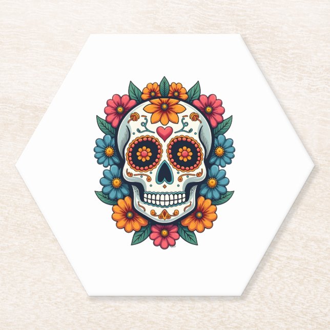 Floral Sugar Skull Dia De Muertos Day of The Dead  Untersetzer (Vorderseite)