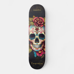 Floral Sugar Skull Quinceanera Geburtstag Skateboard
