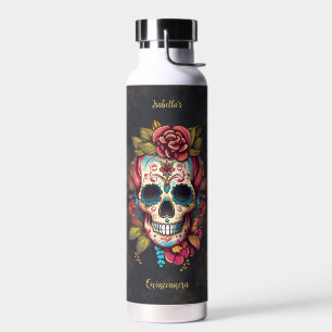 Floral Sugar Skull Quinceanera Geburtstag Trinkflasche