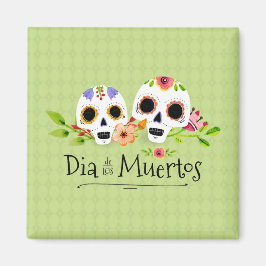 Floral Sugar Skulls Dia de Muertos | Magnet