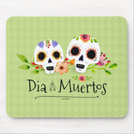 Floral Sugar Skulls Dia de Muertos | Mousepad