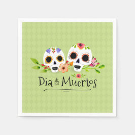 Floral Sugar Skulls Dia de Muertos | Serviette