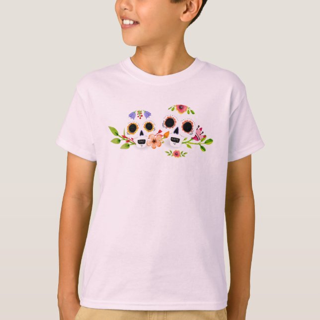 Floral Sugar Skulls Dia de Muertos | Sleeve Shirt (Vorderseite)