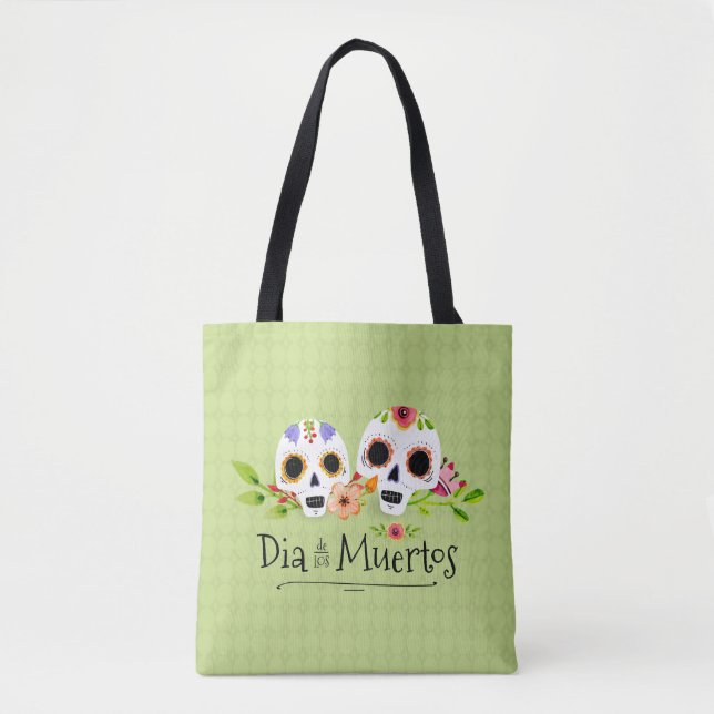 Floral Sugar Skulls Dia de Muertos | Tragetasche (Vorderseite)