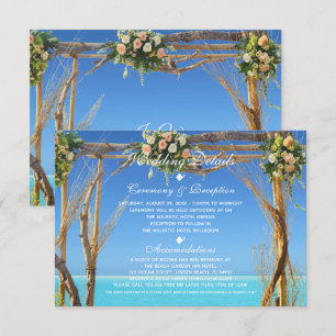 Floral Summer Beach Wedding Gate Empfang Einladung