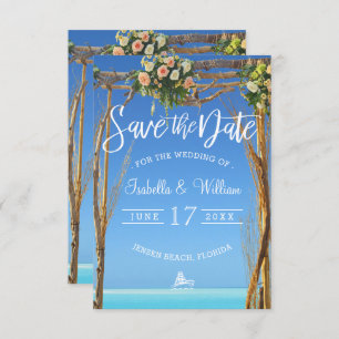 Floral Summer Beach Wedding Gate Save the Date Einladung