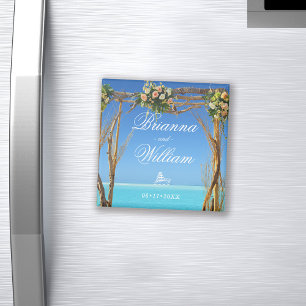 Floral Summer Beach Wedding Gate Save the Date Magnet