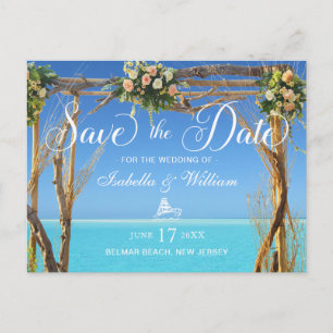 Floral Summer Beach Wedding Gate Save the Date Postkarte