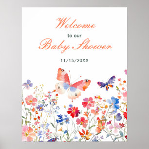 Floral Summer Butterfly-Brautparty Poster