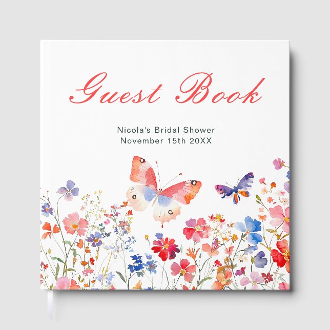 Floral Summer Butterfly Bridal Shower Gästebuch (Vorderseite)