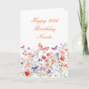 Floral Summer Butterfly Geburtstag Karte