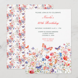 Floral Summer Butterfly Geburtstagsparty Einladung