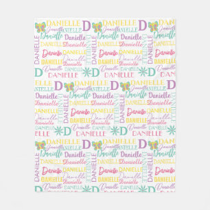 Floral Summer Butterfly Name und Monogramm Muster Fleecedecke