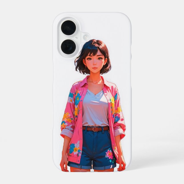 Floral Summer Chic iPhone 16 Fall Hülle (Rückseite)