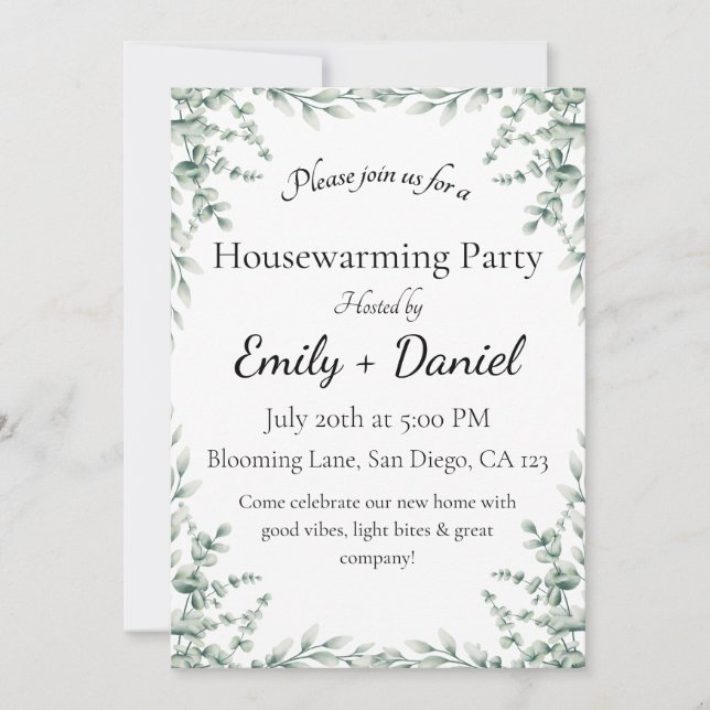 Floral summer house warming party invitation einladung (Vorderseite)