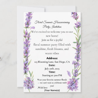 Floral Summer Housewarming Party Invitation Einladung