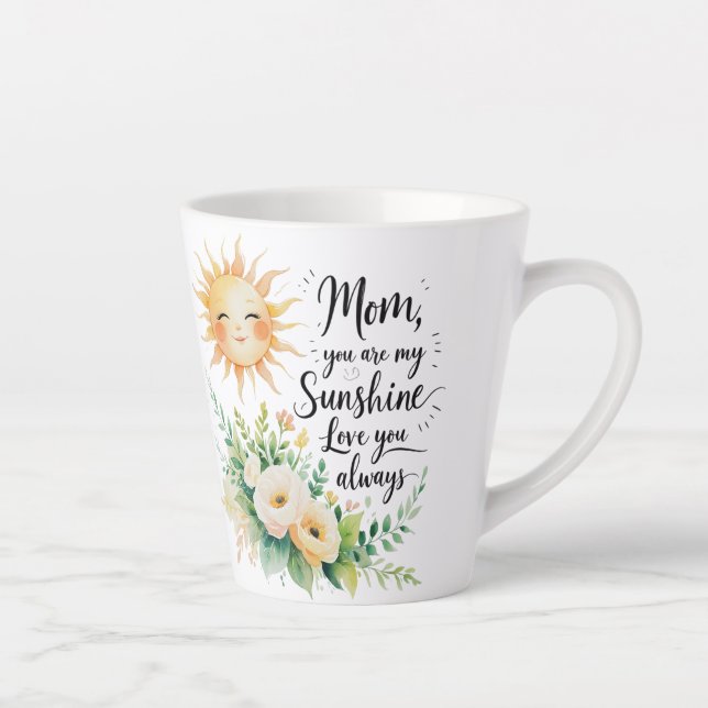 Floral Sun & Sweet Message | 12oz Kleine Latte-Tas Milchtasse (Rechts)