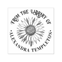 Floral Sunflower #2B Round Library Name