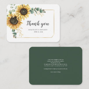 Floral Sunflower Eucalyptus Budget Danke Mitteilungskarte