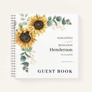 Floral Sunflower Eucalyptus Wedding Guest Book Notizbuch