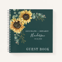 Floral Sunflower Eucalyptus Wedding Guest Notizbuch