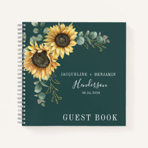Floral Sunflower Eucalyptus Wedding Guest Notizbuch