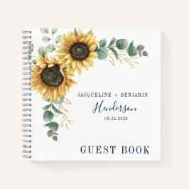 Floral Sunflower Eucalyptus Wedding Guest Notizbuch