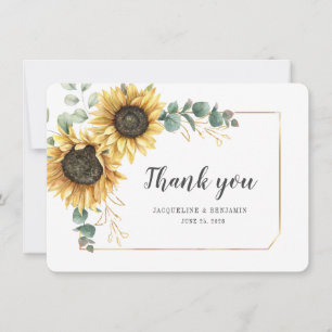 Floral Sunflower Eucalyptus Wedding Vielen Dank Mitteilungskarte