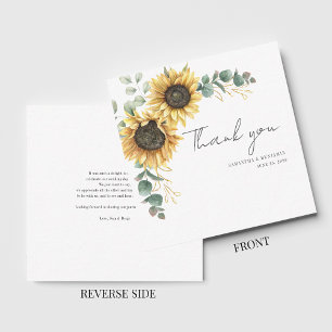 Floral Sunflower Eucalyptus Wedding Vielen Dank Mitteilungskarte