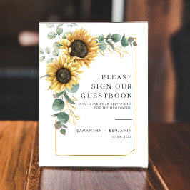 Floral Sunflower Eukalyptus Unterschreiben Sie uns Sockelschild