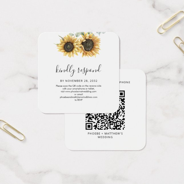 Floral Sunflower QR Code Hochzeitswebsite UAWG (Büro)