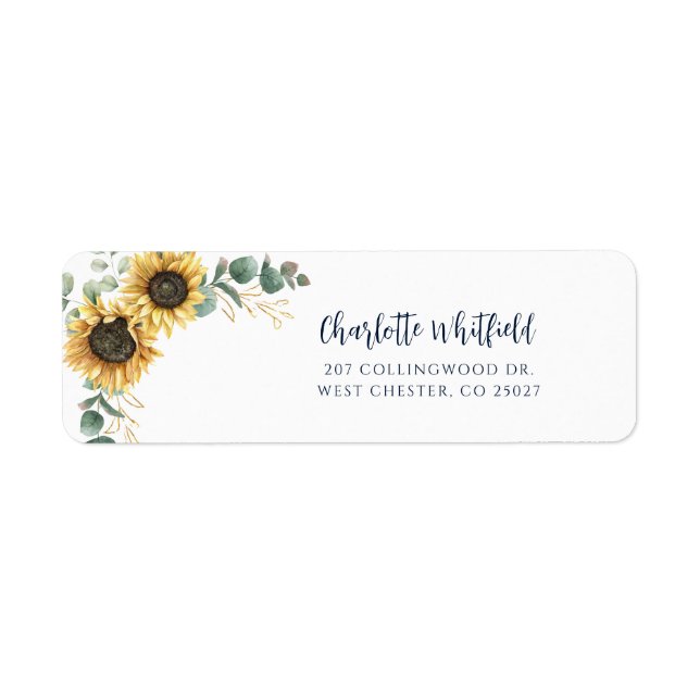 Floral Sunflower Script Return Address (Vorne)