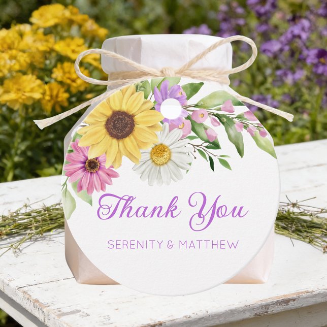 Floral Sunflower  Wildflower Wedding Thank You Geschenkanhänger (Von Creator hochgeladen)