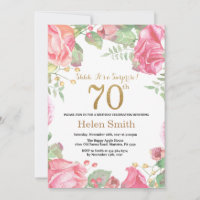Floral Surprise 70. Geburtstag Gold Glitzer