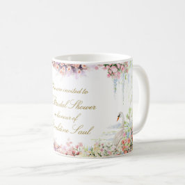 floral swan chic calligraphy bridal shower kaffeetasse